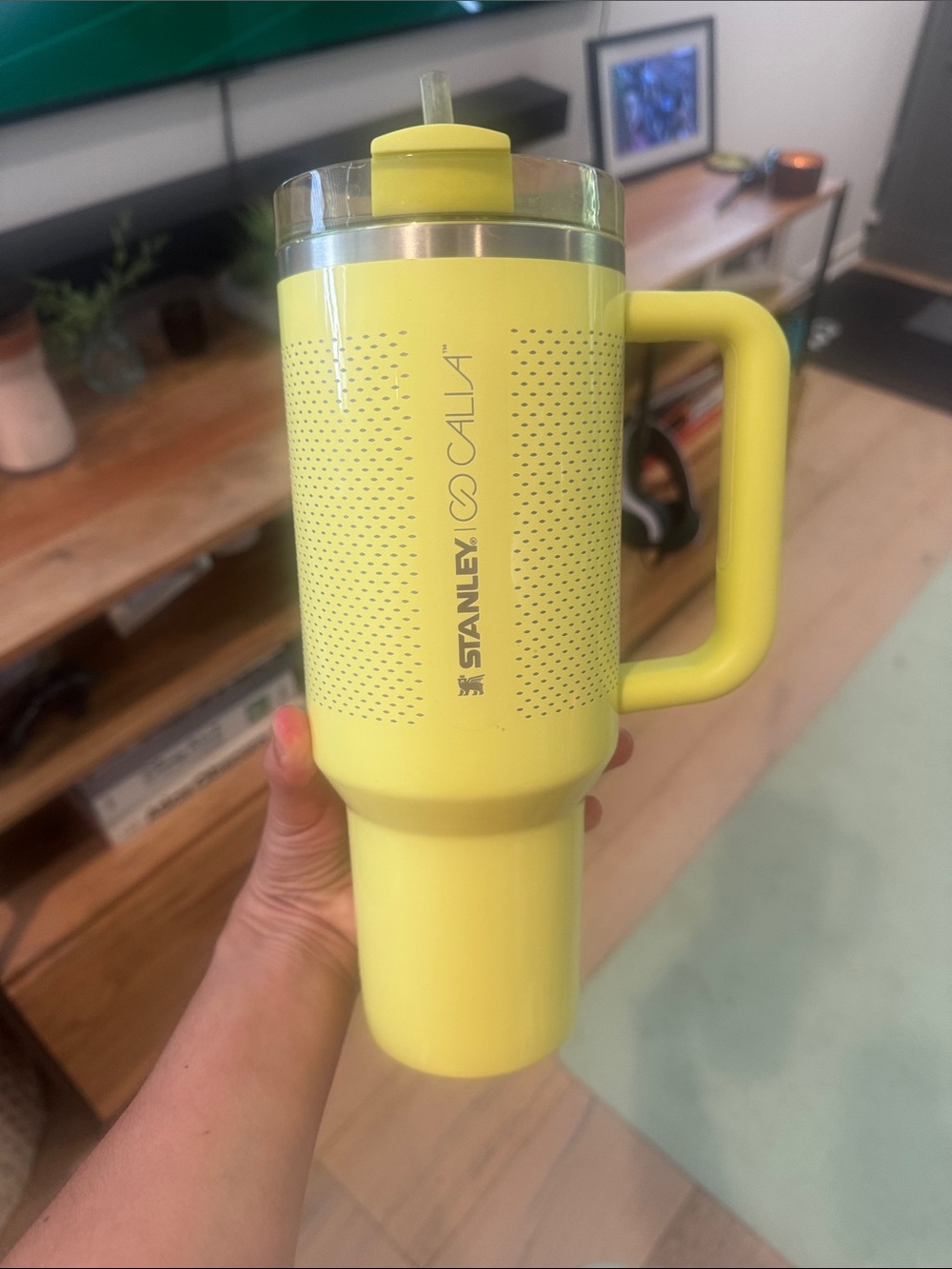 Stanley calia Yellow Insulated Travel Mug with Handle and Clear Lid